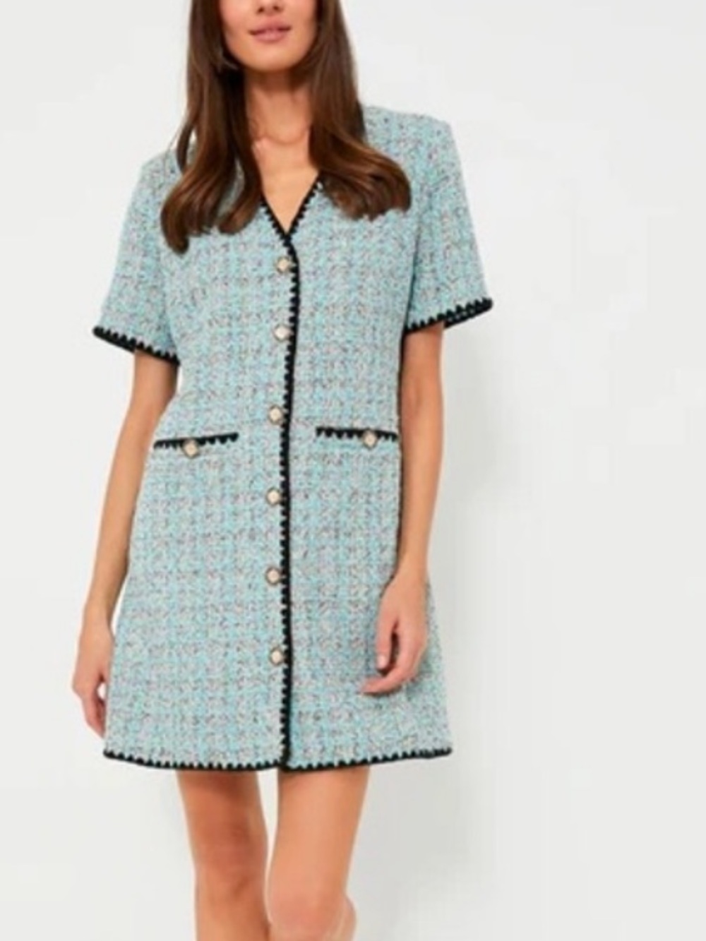 Pomander Place blue tweed Josephine dress Large